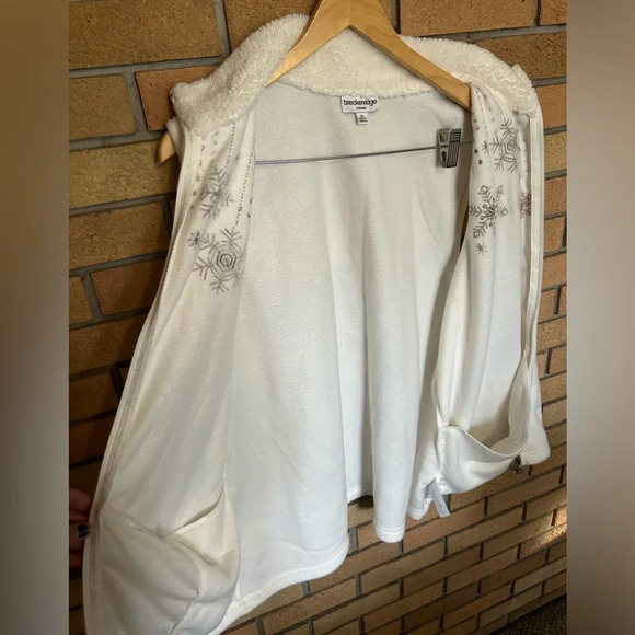 Breckenridge Womens Sleeveless Full Zip Fleece Vest Off White Snowflake Size 2XL - Picture 4 of 6